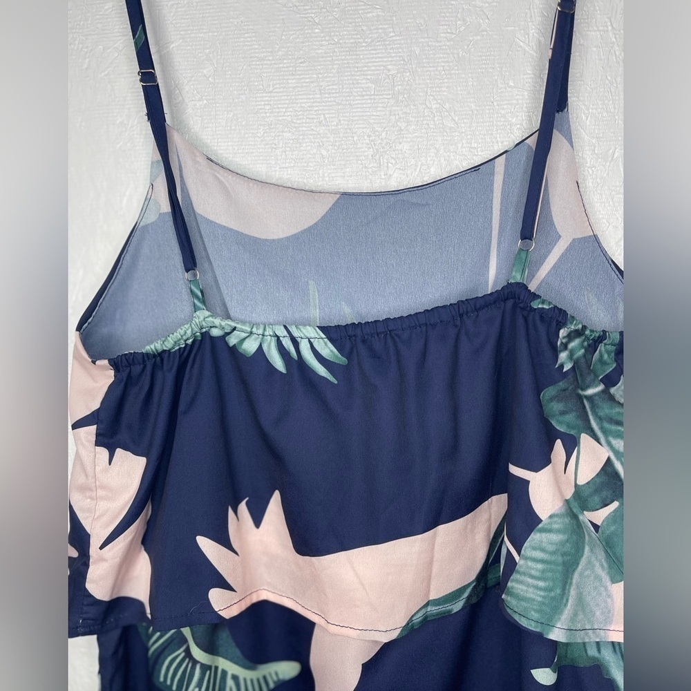 Summer Adjustable Spaghetti Strap Ruffle Split Beach Tropical Maxi Dress Small - Picture 6 of 13